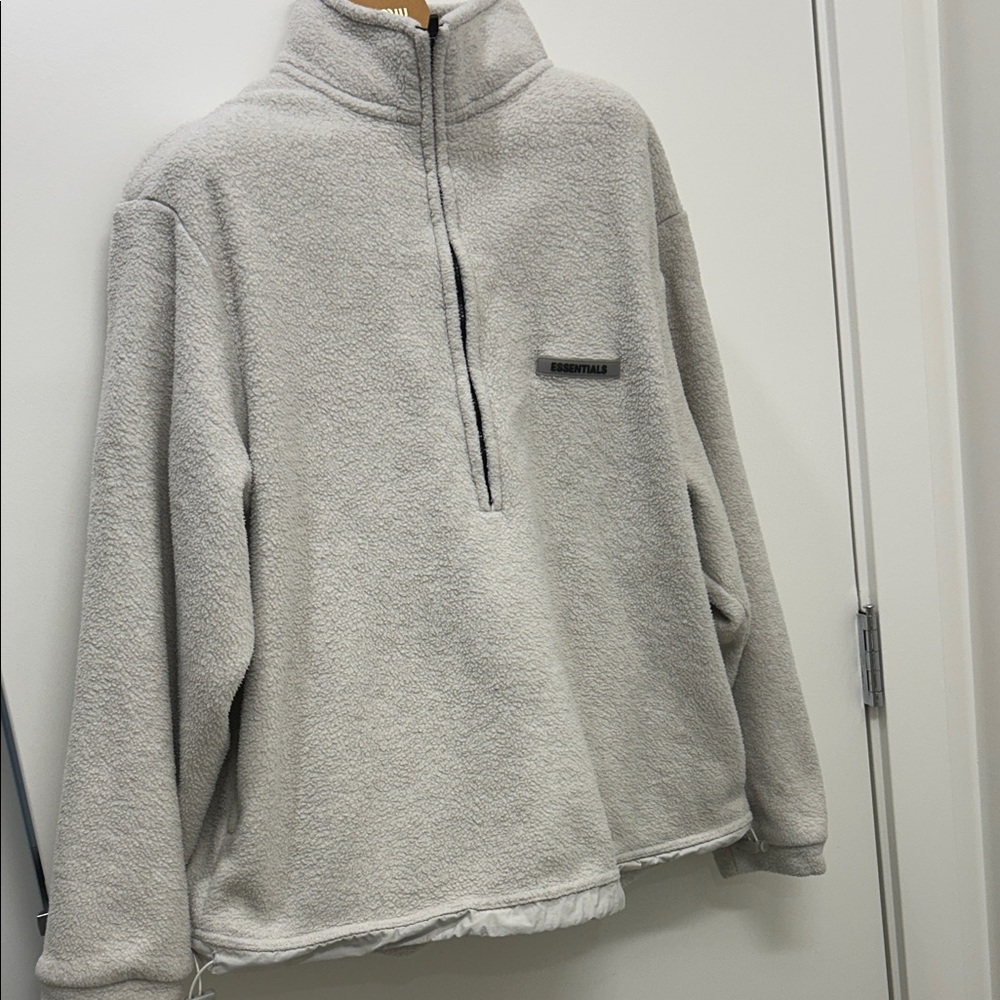 Essentials Light Gray Zip-Up Sweater